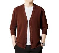 Rivccku Herren Strickjacke 100% reines Kaschmir V Ausschnitt Cardigan Gestrickt Hemd Jacke Leicht Übergangsjacke Strickpullover