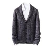 Rivccku Herren Strickjacke 100% reines Kaschmir V Ausschnitt Cardigan Knopfleiste Gestrickt Hemd Jacke Zopfstrickpullover