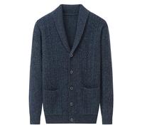 Rivccku Herren-Strickjacke mit Schalkragen,100% reines Kaschmir Cardigan Zopfstrick, Knopfleiste, grob, für Herbst und Winter und Taschen