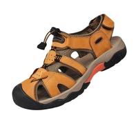 Rivccku Herren Trekkingsandalen Sport-Outdoor Sandalen Geschlossene Wandersandalen Sommer Strand Sandale Atmungsaktive Leder Schuhe 38-48