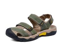 Rivccku Sandalen Herren Leder Sommer Trekkingsandalen Outdoor Sport Klettverschluss Wandersandale Geschlossen Zehe Sandalen