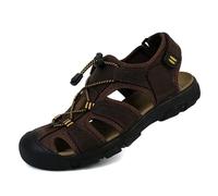 Rivccku Sandalen Herren Leder Strand Wandersandale Trekkingsandalen Outdoorschuhe Sommer Freizeitschuhe Wanderschuhe Männer Sport-Outdoor Wasser Fischer Atmungsaktive Sandale