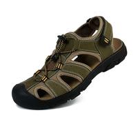 Rivccku Sandalen Herren Leder Strand Wandersandale Trekkingsandalen Outdoorschuhe Sommer Freizeitschuhe Wanderschuhe Männer Sport-Outdoor Wasser Fischer Atmungsaktive Sandale