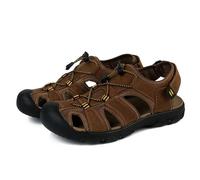 Rivccku Sandalen Herren Leder Strand Wandersandale Trekkingsandalen Outdoorschuhe Sommer Freizeitschuhe Wanderschuhe Männer Sport-Outdoor Wasser Fischer Atmungsaktive Sandale