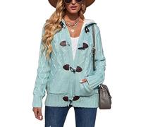 Rivccku Strickjacke Damen Grobstrick Cardigan Lang Winter Damen Grobstrickjacke Strickmantel mit Kapuze Dicke Strickcardigan Strickjacken für Damen Kaputzenjacken Fleecejacke