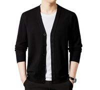 Rivccku Strickjacke Herren Pullover V Ausschnitt Kaschmir 100% Winterjacke Klassischer Strickjacken mit Knöpfe