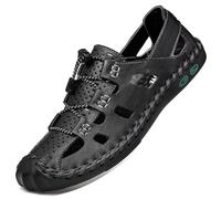 Rivccku Trekkingsandalen Herren Sommer Wanderschuhe Outdoor Sport Leder Strand Wandersandale Geschlossene Wandern Sandalen Lässige Sportsandalen