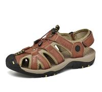 Rivccku Wandersandale Herren Leder Strand Trekkingsandalen Outdoorschuhe Sommer Freizeitschuhe Wanderschuhe Männer Sport-Outdoor Wasser Fischer Atmungsaktive Sandale