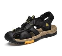 Rivccku Wandersandale Herren Leder Strand Trekkingsandalen Outdoorschuhe Sommer Freizeitschuhe Wanderschuhe Männer Sport-Outdoor Wasser Fischer Atmungsaktive Sandale