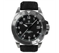 RIVELTA METRODIVE 04 Automatik Stahl Schwarz Datum Stoff Saphir Herrenuhr, grau