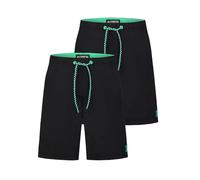 riverso Badehose Herren lang Badeshorts RIVDavid 2er Pack Set Regular Fit Schwimmhose Elastischer Bund, Größe:XL, Farbe:Black Green (24000)