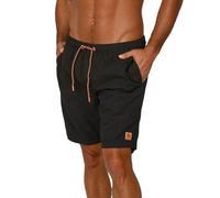 riverso Badehose Herren lang Badeshorts RIVDavid Regular Fit Schwimmhose Elastischer Bund Schwarz M (M, Black Orange)