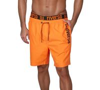 riverso Badehose Herren Regular Fit RIVBobby Badeshorts Sporthose Schwimmhose Shorts Kurze Hosen Print Elastischer Bund Orange 4XL, Größe:4XL, Farbe:Shiny Orange-Black