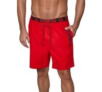 riverso Badehose Herren Regular Fit RIVBobby Badeshorts Sporthose Schwimmhose Shorts Kurze Hosen Print Elastischer Bund Rot S, Größe:S, Farbe:Cherry Red-Black