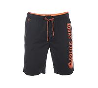 riverso Badehose Herren Regular Fit RIVJannik Badeshorts Sporthose Schwimmhose Shorts Kurze Hosen Print Elastischer Bund Schwarz 3XL, Größe:3XL, Farbe:Black - Orange (64006)