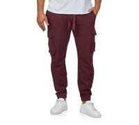 riverso Cargo Jogginghose Herren lang Regular Fit RIVLoris Cargohose Sporthose Trainingshose Freizeithose Taschen Rot L, Größe:L, Farbe:Port Red