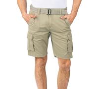 riverso Cargo Shorts Herren mit Gürtel Regular Fit RIVJoko Kurze Hosen Cargoshorts Sommer Stretch, Größe:S, Farbe:Beige