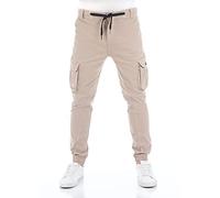 riverso Cargohose Herren Stretch RIVHanno Slim Fit Cargo Hose Taschen Beige w33, Größe:W 33, Farbvariante:Dark Beige (20400)