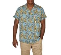 riverso Hawaii Hemd Männer Kurzarm RIVMick Regular Fit Hemd Sommerhemd Hawaiihemd Brusttasche Blumen, Größe:5XL, Farbe:Tropical Slate Blue