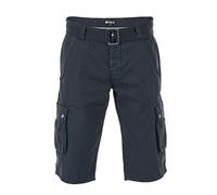 riverso Herren Cargo Shorts RIVAnton Regular Fit Gürtel Taschen Sommer Baumwolle Basic Kurze Kariert Hose Bermuda Einfarbig, Größe:W 34, Farbe:Navy (19400)