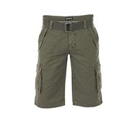 riverso Herren Cargo Shorts RIVAnton Regular Fit Gürtel Taschen Sommer Baumwolle Basic Kurze Kariert Hose Bermuda Einfarbig, Größe:W 46, Farbe:Military Green (12300)