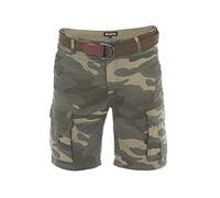 riverso Herren Cargo Shorts RIVJakob Kurze Hose Regular Bermuda 100% Baumwolle Mit Gürtel Camouflage w31, Größe:W 31, Farbe:Camouflage Olive (12000)