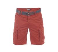 riverso Herren Cargo Shorts RIVJakob Kurze Hose Regular Bermuda 100% Baumwolle Mit Gürtel Rot w30, Größe:W 30, Farbe:Rusty Ochre Red (15400)