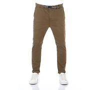riverso Herren Chinohose RIVMalte Slim Fit Chino Hose klick Gürtel Freizeithose Stoffhose Baumwolle Stretch Grün w33, Größe:W 33, Farbe:Middle Green (12300)