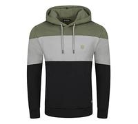 riverso Herren Kapuzenpullover RIVRemo Hoodie Sweatshirt Pullover Kapuze Kängurutaschen Regular Fit Farbblock Baumwolle 3XL, Größe:3XL, Farbe:Ivy Olive-Dawn Grey-Black