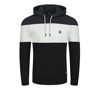 riverso Herren Kapuzenpullover RIVRemo Hoodie Sweatshirt Pullover Kapuze Kängurutaschen Regular Fit Farbblock Baumwolle 3XL, Größe:3XL, Farbe:Black-White-Anthracite Grey