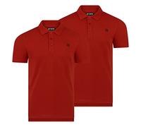 riverso Herren Poloshirt RIVJohn Basic 2er Pack Kurzarm Shirt Regular Fit Polohemd Kragen Baumwolle Einfarbig Knopfleiste Sommer M, Größe:M, Farbe:Rusty Ochre Red