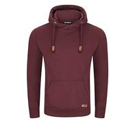 riverso Hoodie Herren Regular Fit RIVJulian Kapuzenpullover Pullover Cross-Over-Kragen Rot 3XL, Größe:3XL, Farbe:Port Red