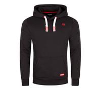 riverso Hoodie Herren Regular Fit RIVLinus Kapuzenpullover Pullover Sweatshirt Streetwear Schwarz 3XL, Größe:3XL, Farbe:Black-Formula Red