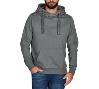 riverso Hoodie Herren Regular Fit RIVNiklas Kapuzenpullover Pullover Cross-Over-Kragen Grau 5XL (5XL, Grey Melange Standard 2 (BJD))