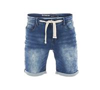 riverso Jeans Shorts Herren Stretch Kurz Kordelzug Regular Fit RIVPaul Kurze Hosen Bermuda Shorts Sommer Denim Einfarbig, Größe:W 31, Farbe:Middle Blue Denim (M190)