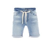 riverso Jeans Shorts Herren Stretch Kurz Kordelzug Regular Fit RIVPaul Kurze Hosen Bermuda Shorts Sommer Denim Einfarbig, Größe:W 33, Farbe:Light Blue Denim (L114)