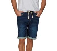 riverso Jeans Shorts Herren Stretch Kurz Kordelzug Regular Fit RIVPaul Kurze Hosen Bermuda Shorts Sommer Denim Einfarbig, Größe:W 34, Farbe:Dark Blue Denim (D147)