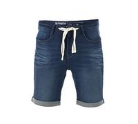 riverso Jeans Shorts Herren Stretch Kurz Kordelzug Regular Fit RIVPaul Kurze Hosen Bermuda Shorts Sommer Denim Einfarbig, Größe:W 31, Farbe:Dark Blue Denim (D147)