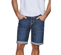 riverso Jeans Shorts Herren Stretch Kurz Regular Fit RIVTom Kurze Hosen Bermuda Shorts Sommer Denim Einfarbig, Größe:W 30, Farbe:Dark Blue Denim (D242)