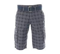 riverso Kurze Hosen Herren Cargo Shorts mit Gürtel Regular Fit RIVAnton Cargoshorts Sommer 100% Baumwolle, Größe:W 32, Farbe:Washed Indigo Blue Black (19300)