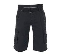 riverso Kurze Hosen Herren Cargo Shorts mit Gürtel Regular Fit RIVAnton Cargoshorts Sommer 100% Baumwolle, Größe:W 32, Farbe:Black (24000)