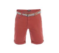riverso Kurze Hosen Herren Chino Shorts Kurz mit Gürtel Regular Fit RIVKlaas Chinoshorts Bermuda Stretch, Größe:W 46, Farbe:Dark Red (55400)
