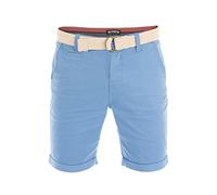 riverso Kurze Hosen Herren Sommer Chino Shorts mit Gürtel Regular Fit RIVHenry Bermuda Stretch, Größe:W 38, Farbe:Middle Blue