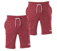 riverso Kurze Hosen Herren Sport mit Taschen Regular Fit RIVMike 2er Pack Set Sweat Short Bermuda Sweatshorts Sommer Hose, Größe:XL, Farbe:Burgundy Red Melange