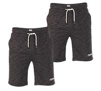 riverso Kurze Hosen Herren Sport mit Taschen Regular Fit RIVMike 2er Pack Set Sweat Short Bermuda Sweatshorts Sommer Hose, Größe:M, Farbe:Black Melange (2400)