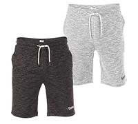 riverso Kurze Hosen Herren Sport mit Taschen Regular Fit RIVMike 2er Pack Set Sweat Short Bermuda Sweatshorts Sommer Hose, Größe:XXL, Farbe:Black Melange & Grey Melange