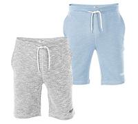 riverso Kurze Hosen Herren Sport mit Taschen Regular Fit RIVMike 2er Pack Set Sweat Short Bermuda Sweatshorts Sommer Hose, Größe:XXL, Farbe:Grey Melange & Blue Melange
