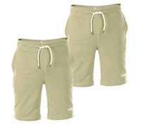 riverso Kurze Hosen Herren Sport mit Taschen Regular Fit RIVMike 2er Pack Set Sweat Short Bermuda Sweatshorts Sommer Hose, Größe:M, Farbe:Vintage Olive Melange (12300)