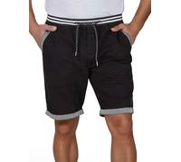 riverso Kurze Hosen Herren Stretch Regular Fit RIVAngelo Bermuda Shorts Sommer, Größe:S, Farbe:Black