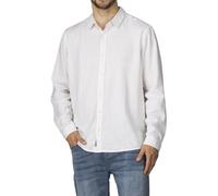 riverso Leinenhemd Hemd Herren RIVFabio Regular Fit Langarm Freizeithemd Sommerhemd Herrenhemd Leinen Oberteile Einfarbig, Größe:S, Farbe:White